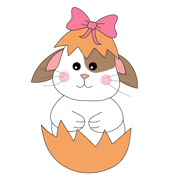 Easter Bunny The rabbit sits in an eggshell with a bow Illustration vector animal