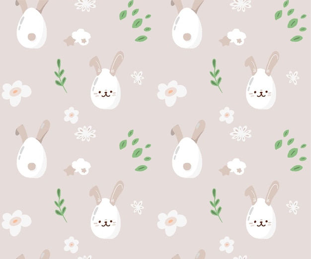 easter bunny seamless pattern spring holiday egg hunt icon cartoon doodle vector illustration textur