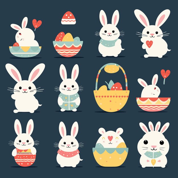 Vector easter bunny set