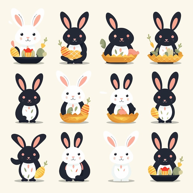 Vector easter bunny set