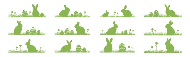 Easter Bunny silhouette composition set Easter decoration Easter bunny