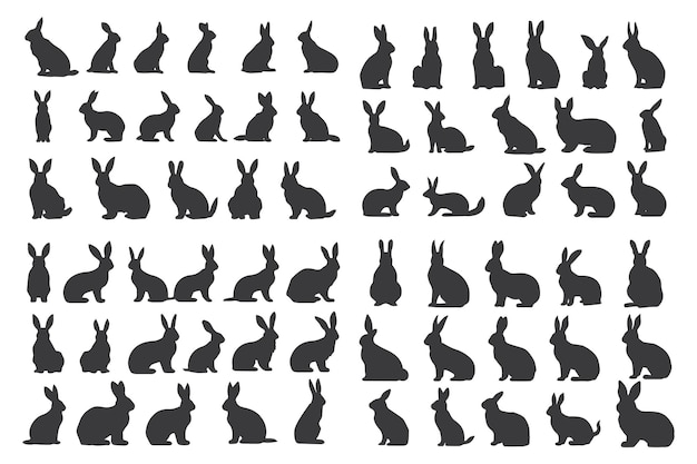 Il coniglietto di pasqua silhouette vector mega bundle