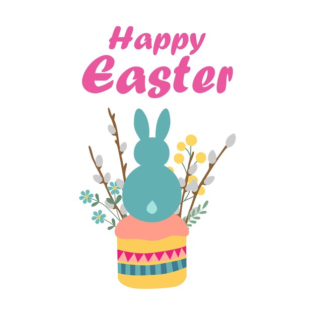 Easter bunny sitting on a cake vector illustration