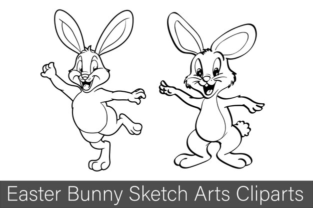 Easter Bunny Sketch Arts Cliparts