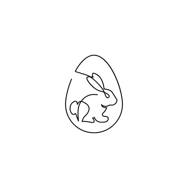 Easter bunny vector illustration and one line egg