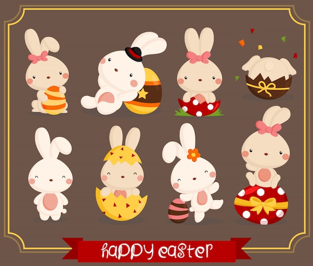 Easter bunny vector set