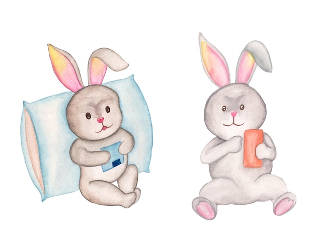 Easter bunny watercolor clipart