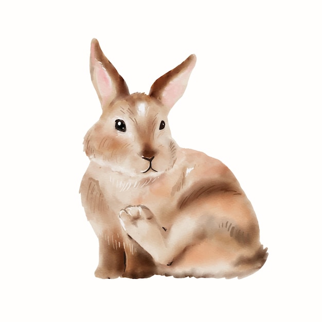 白い背景で隔離イースターバニー水彩イラストかわいいウサギ手描きベクトル