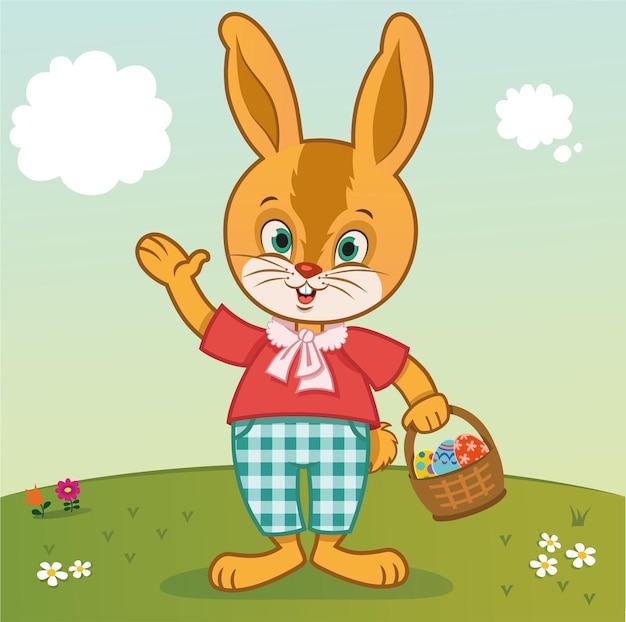Easter bunny with a basket vector illustration