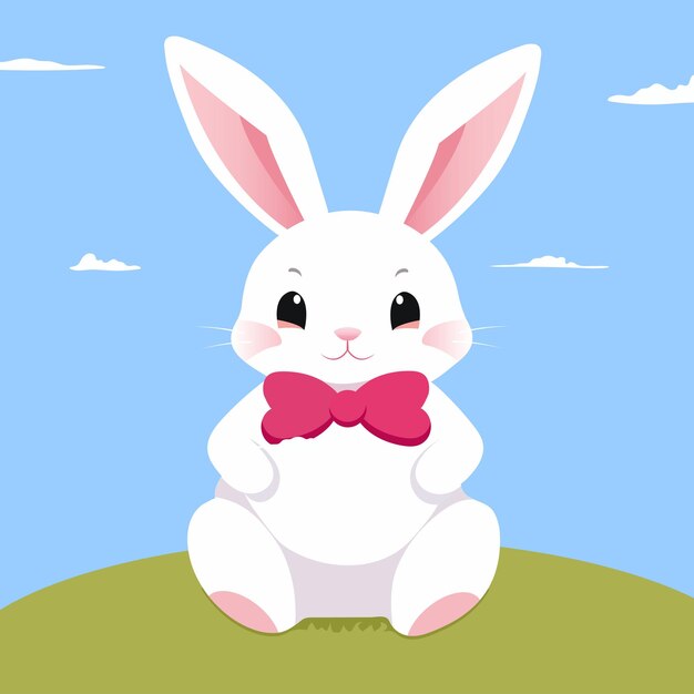 Vector easter bunny with easter eggs easter greeting card with bunny happy easter cute rabbit for easter