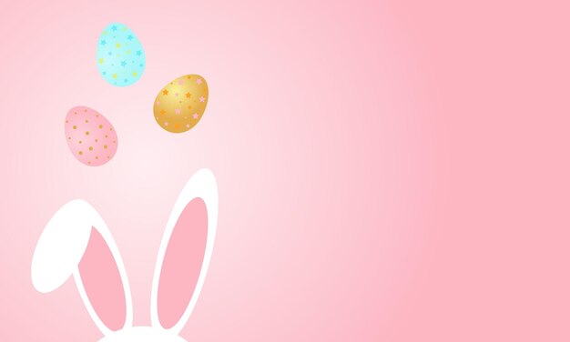 Easter bunny with eggs on a pink background