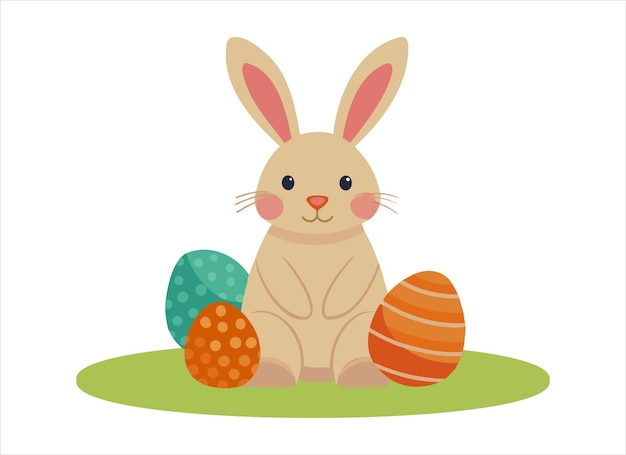 Vector easter bunny with eggs vector illustration