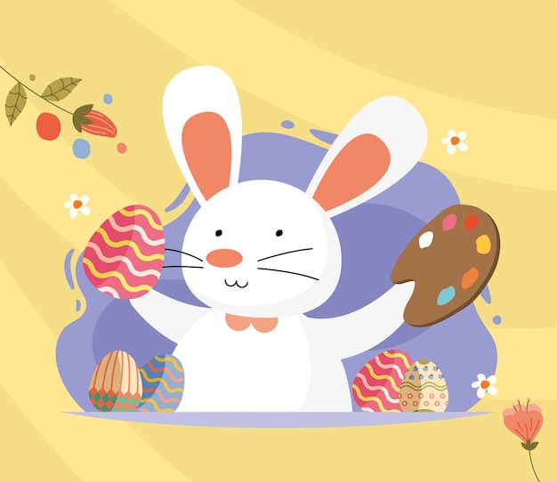 Easter bunny with pallete