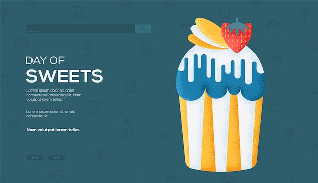 Easter cake concept flyer, web banner, ui header, enter site. grain texture and noise effect.