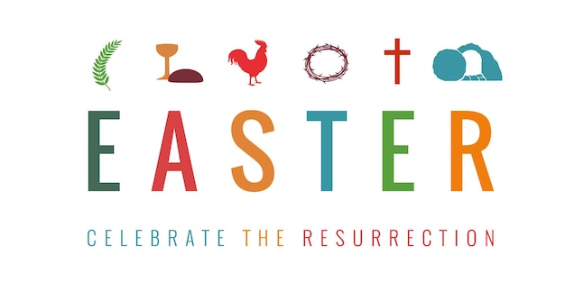 Vector easter card design, holy week symbols. christian banner concept