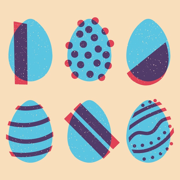 Easter card in a minimalist style Vector illustration with riso print effect