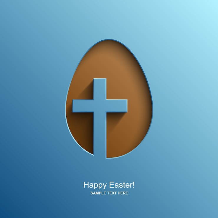 वेक्टर easter card in the shape of an egg with the image of a christian cross, easter background