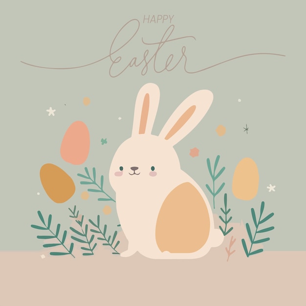 Easter card with a bunny and eggs