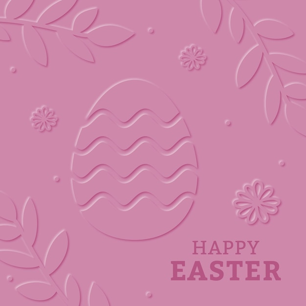 Easter card with spring elements on pink background