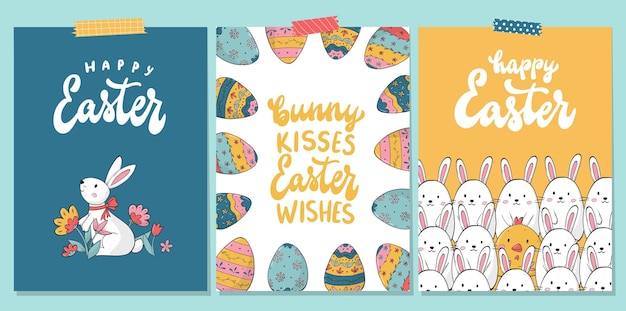 easter cards posters prints set with lettering quotes and doodles invitations banners
