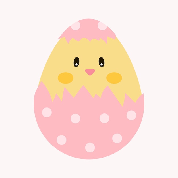 Easter chick in shell, egg shaped on white background. design for greeting cards and stickers