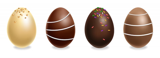 Vettore set di uova di cioccolato di pasqua