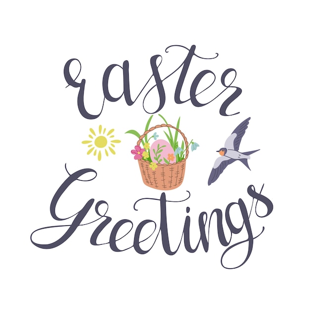 Easter colored greetings calligraphic illustration