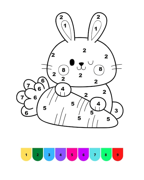Easter Coloring Page for Kids Color by Number Easter Drawing