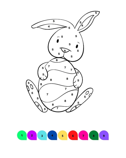 数字で着色する子供のためのイースターぬりえページイースターの絵