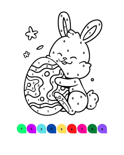 Easter Coloring Page for Kids Color by Number Easter Drawing