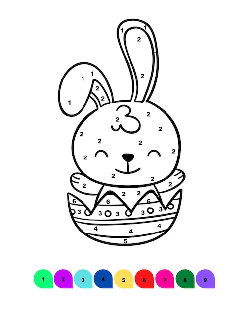 Easter Coloring Page for Kids Color by Number Easter Drawing