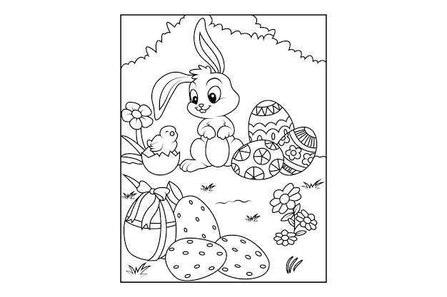 Vector easter coloring page for kids