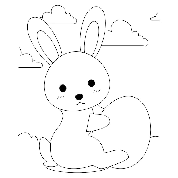 Vettore disegni da colorare di pasqua per bambini vettore premium