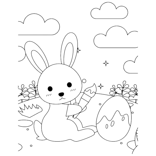 Vettore disegni da colorare di pasqua per bambini vettore premium