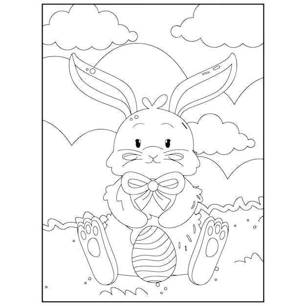 Vettore disegni da colorare di pasqua per bambini vettore premium