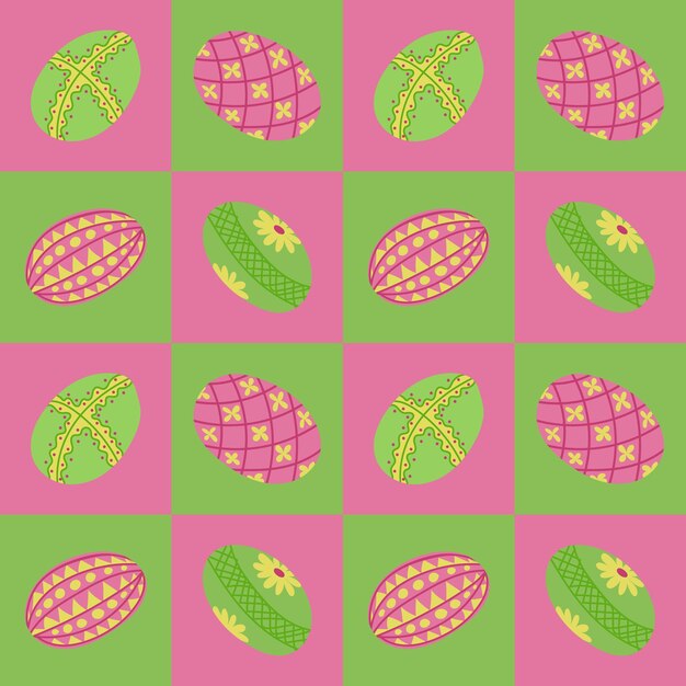 Easter contrast geometric pattern with easter eggs