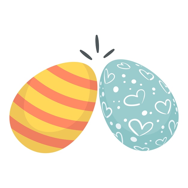 Easter custom of breaking eggs illustration on white background