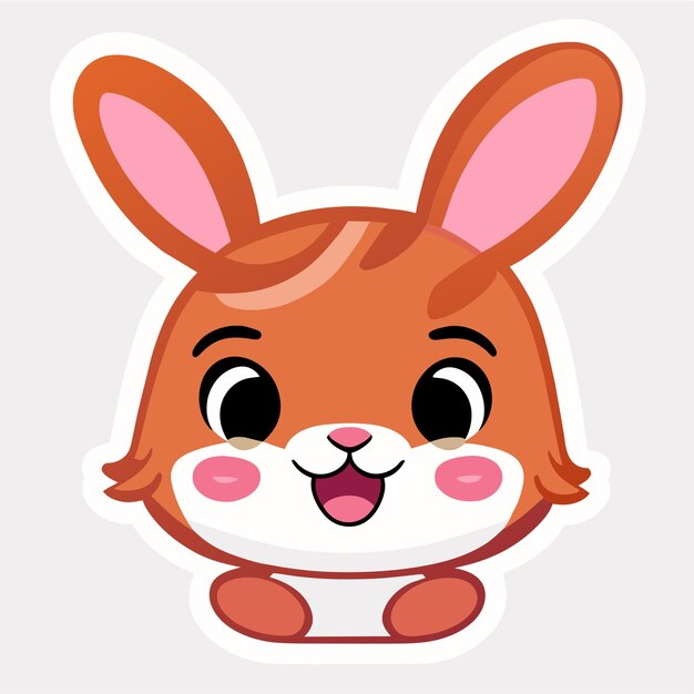 Вектор Пасхальный милый кролик-хомяк, нарисованный вручную мультфильм, наклейка, иконка, изолированная иллюстрация
