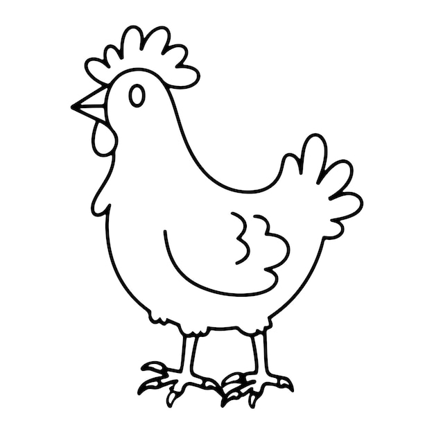 Easter cute chicken in line art Easter cute chicken illustration in out line style