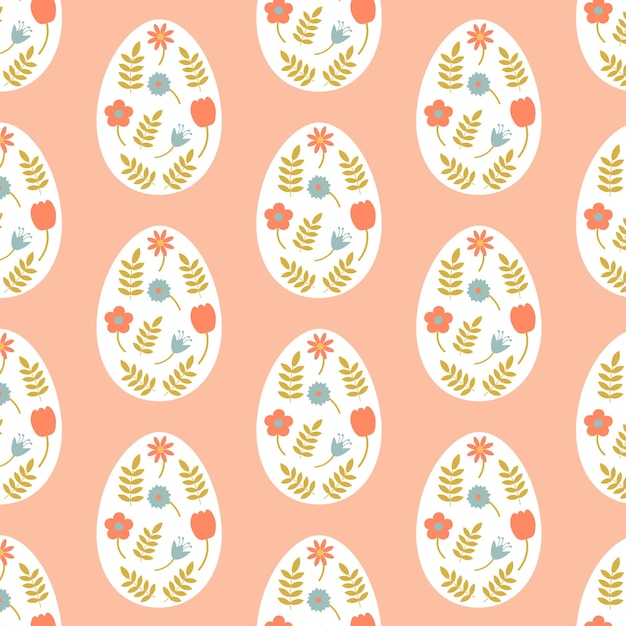 Vector easter cute fun geometric pattern with easter eggs vector illustration