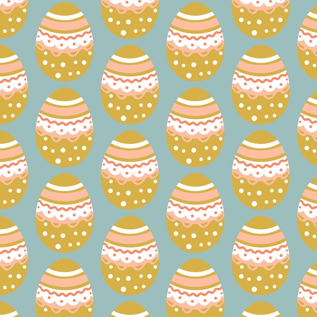 Vector easter cute fun geometric pattern with easter eggs vector illustration