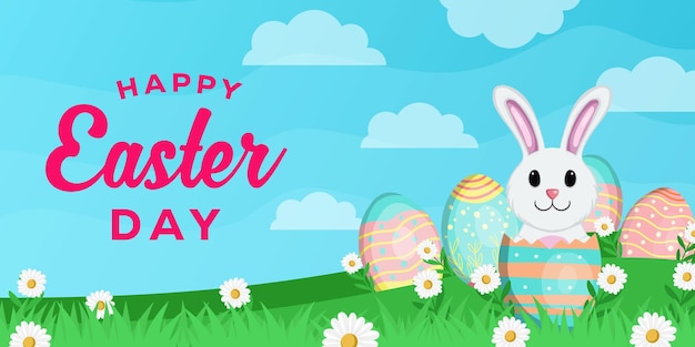 Easter day banner design illustration hand drawn