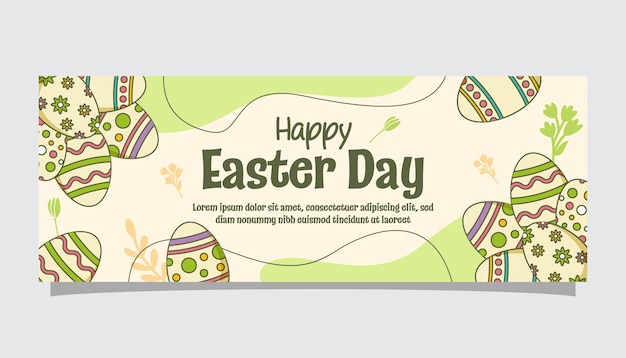 Easter day banner template with egg illustration doodle style