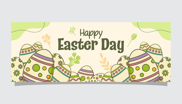 Easter day banner template with egg illustration doodle style