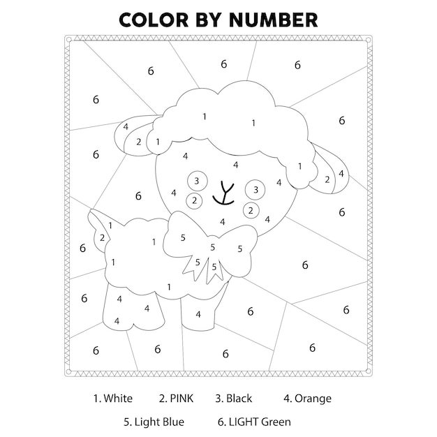 Vector easter day color by number coloring page - easter print by number