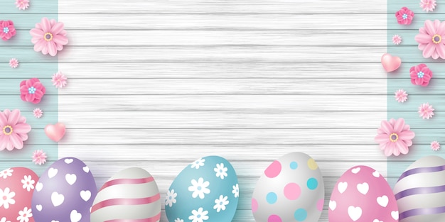 Easter day design of eggs and flowers 