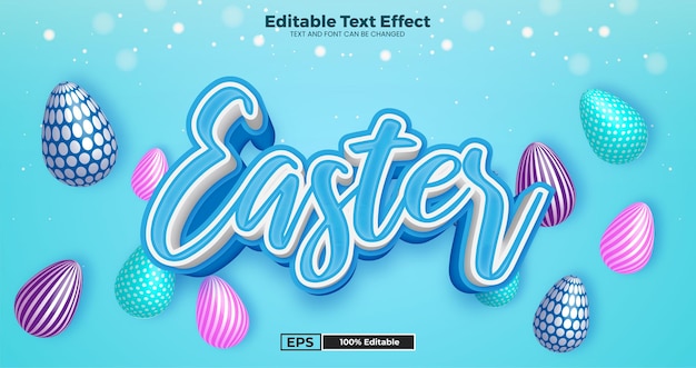 イースターの日現代のトレンド スタイルで編集可能なテキスト効果