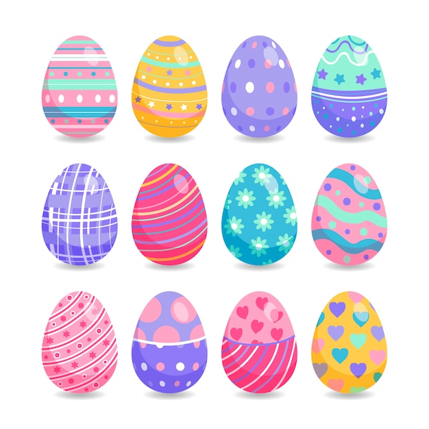 Vector easter day eggs collection in flat style