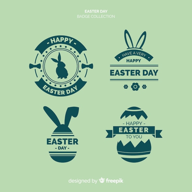 Vector easter day flat badges collection