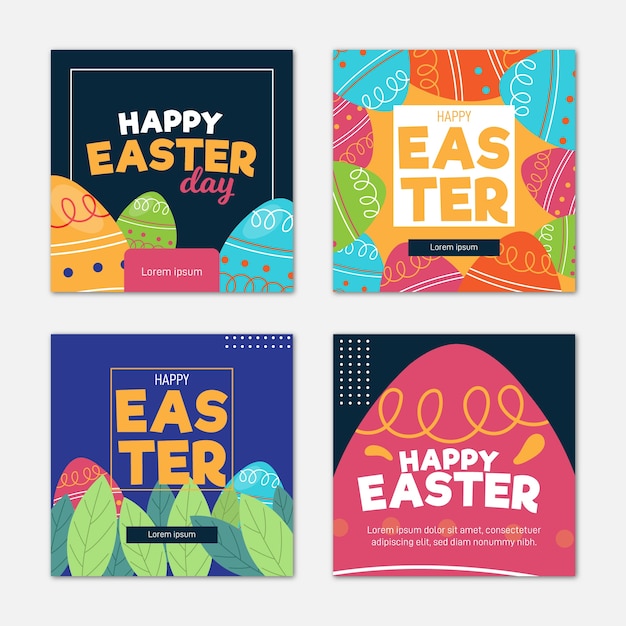 Vector easter day instagram posts